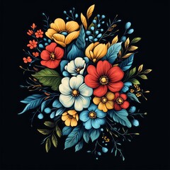 Poster - Vibrant floral arrangement with various colorful flowers.