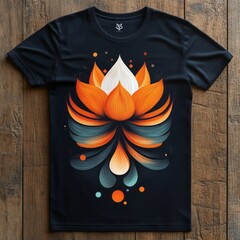 Sticker - Vibrant floral design on a black t-shirt.