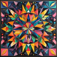 Wall Mural - Vibrant geometric abstract artwork with colorful patterns.