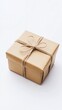 © cac_tus - gift box wrapped in brown paper with twine bow on white background. celebration and surprise concept