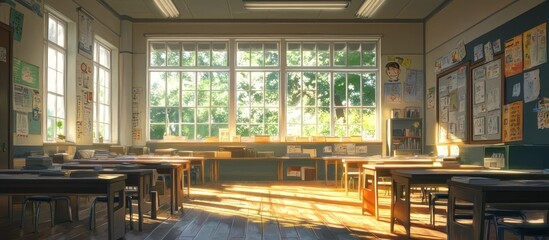 Canvas Print - Empty Classroom in a School