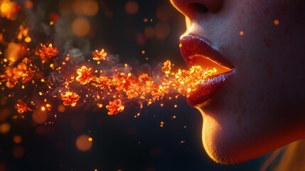 Sticker - Woman Exhaling Golden Sparkles