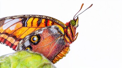 Wall Mural - Colorful Butterfly Close Up on Green Plant