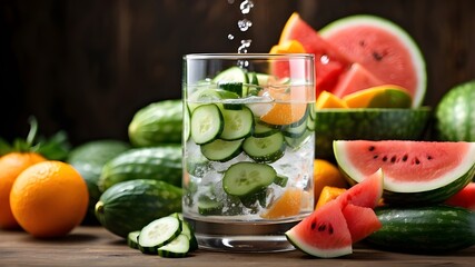  consuming water-packed foods like cucumbers, oranges, and watermelon.

