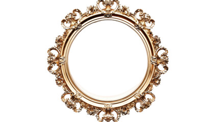 Gold shiny vintage frame on transparent background