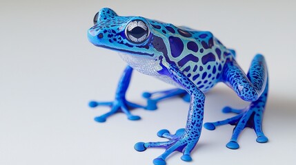 Wall Mural - Blue Poison Dart Frog Close up  Isolated on White Background