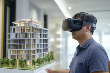Wall Mural - architect engaged in virtual reality architecture for innovative house construction design testing