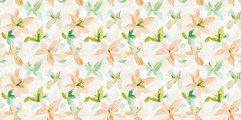 an abstract impressionism painting pattern of lilies on a white background