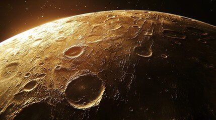 Canvas Print -   A close-up shot of the Moon's surface with droplets of water