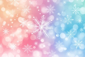 Sticker - Charming christmas background with snowflakes and bokeh lights in soft pastel colors