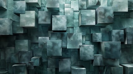 Canvas Print - Abstract 3D Background of Teal Cubes