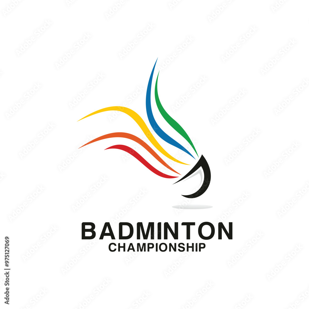 Shuttlecock icon with Abstract Swoosh, Sport logo and Badminton Championship Logo