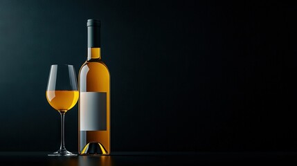 Sticker -   A black table with two glasses of wine and a wine bottle in front, on a white background