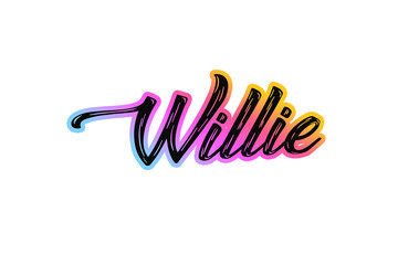 The name “Willie” written in a stylized colorful retro font