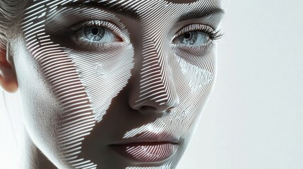 Sticker -   A photo of a woman's face, close-up, showing fine lines