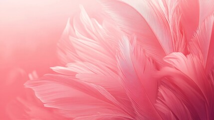 Wall Mural - Pinkish background with elegant pink feathers. Soft pink feathers in minimalist design.