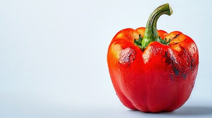 Sticker -   A red pepper with a green stalk protruding from its top in focus