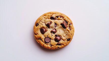 Poster -   A close-up of a chocolate chip cookie on a white surface with a bite taken out of one of the cookies