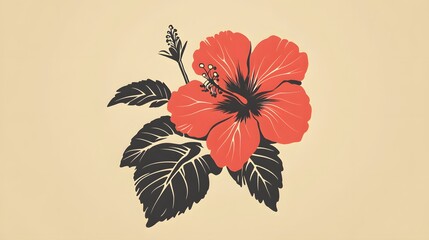 Wall Mural - Hibiscus Icon silhouette
