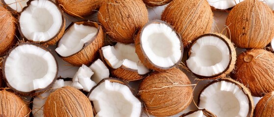 Wall Mural - Fresh organic ripe coconut fruits. Fresh coconut fruits.