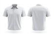 © SejutaCahaya - A white, short-sleeved button-down shirt is shown from the front and back on a white background.