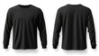 © SejutaCahaya - Black long-sleeved t-shirt mockup on a white background.