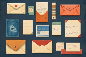 Colorful illustration of diverse envelopes and letters for creative communication design