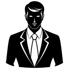 Wall Mural - Business man silhouette style vector art in white background