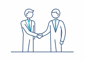 Wall Mural - Two business people meeting and shaking hands line drawing minimalistic style 