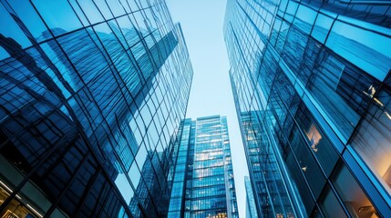 Canvas Print - Modern Architecture: A Look Upward at Glass Towers