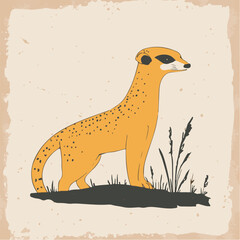 Wall Mural - Illustration of a Standing Meerkat in Natural Setting