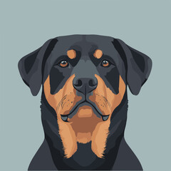 Sticker - Portrait of a Rottweiler Dog on Minimalist Background