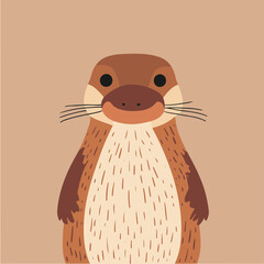 Poster - Cute Vector Illustration of a Happy Otter