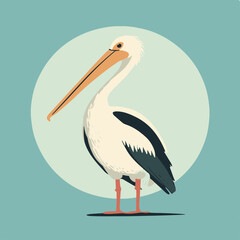 Sticker - Vector Illustration of a Pelican Standing Proudly