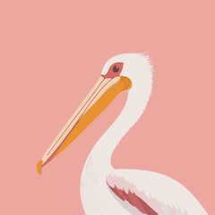 Poster - Vector Illustration of a Pelican on Soft Pink Background