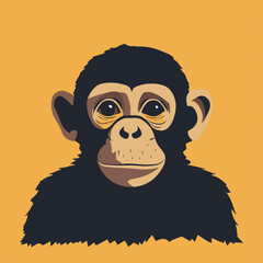 Wall Mural - Stylized Chimpanzee Face on Vibrant Background