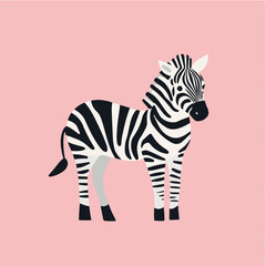 Wall Mural - Stylized Zebra Illustration on Pink Background