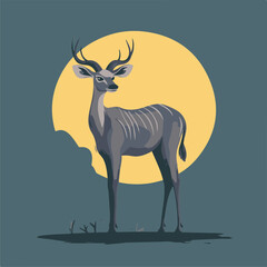 Wall Mural - Stylized Deer Silhouette Against a Full Moon Background