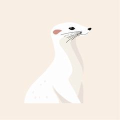 Wall Mural - Stylized Illustration of a White Weasel Facing Sideways