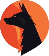 Wall Mural - Stylized Wolf Silhouette Against Orange Background