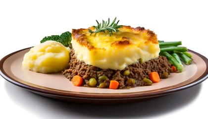 Canvas Print - Delicious Shepherd's Pie with Mashed Potatoes and Green Beans