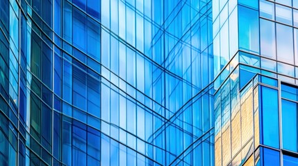 Wall Mural - Abstract Blue Glass Facade of Modern Skyscraper