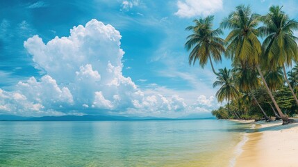 Canvas Print - Tropical Paradise: Palm Trees, White Sand, and Crystal Clear Water