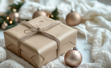 Handmade, nature-inspired gift wrapping using recycled paper, dried oranges, balls