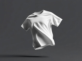 Floating 3D Mockup of a White T-Shirt on Dark Grey Background