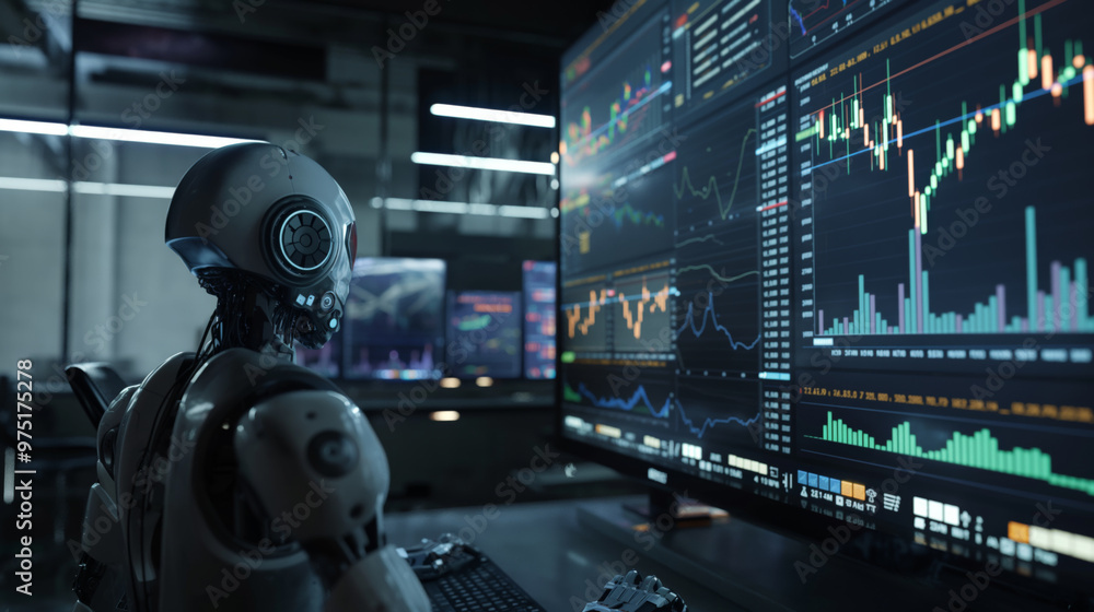 Automated Trading with AI: Robot Examining a Comprehensive Candlestick ...
