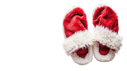 Wall Mural - Christmas furry indoor slippers on transparent background