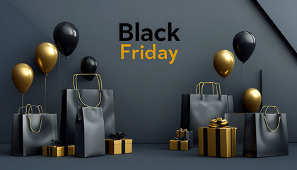 Black Friday banner, elegant Black Friday sale promotion” or “Luxury shopping concept for Black Friday