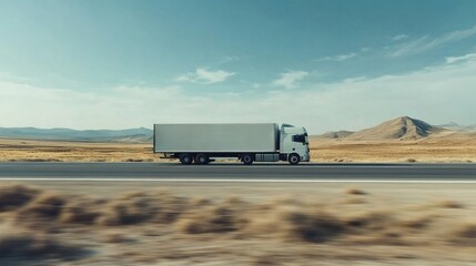 Wall Mural - Semi-Truck Driving on a Desert Road