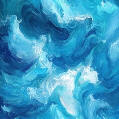 Wall Mural - Abstract Ocean Waves in Shades of Blue